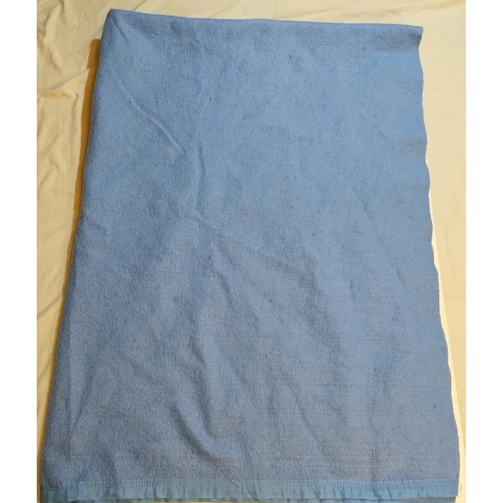Vintage Light Blue Acrylic Blanket Silk Trim Twin‎ 90x72